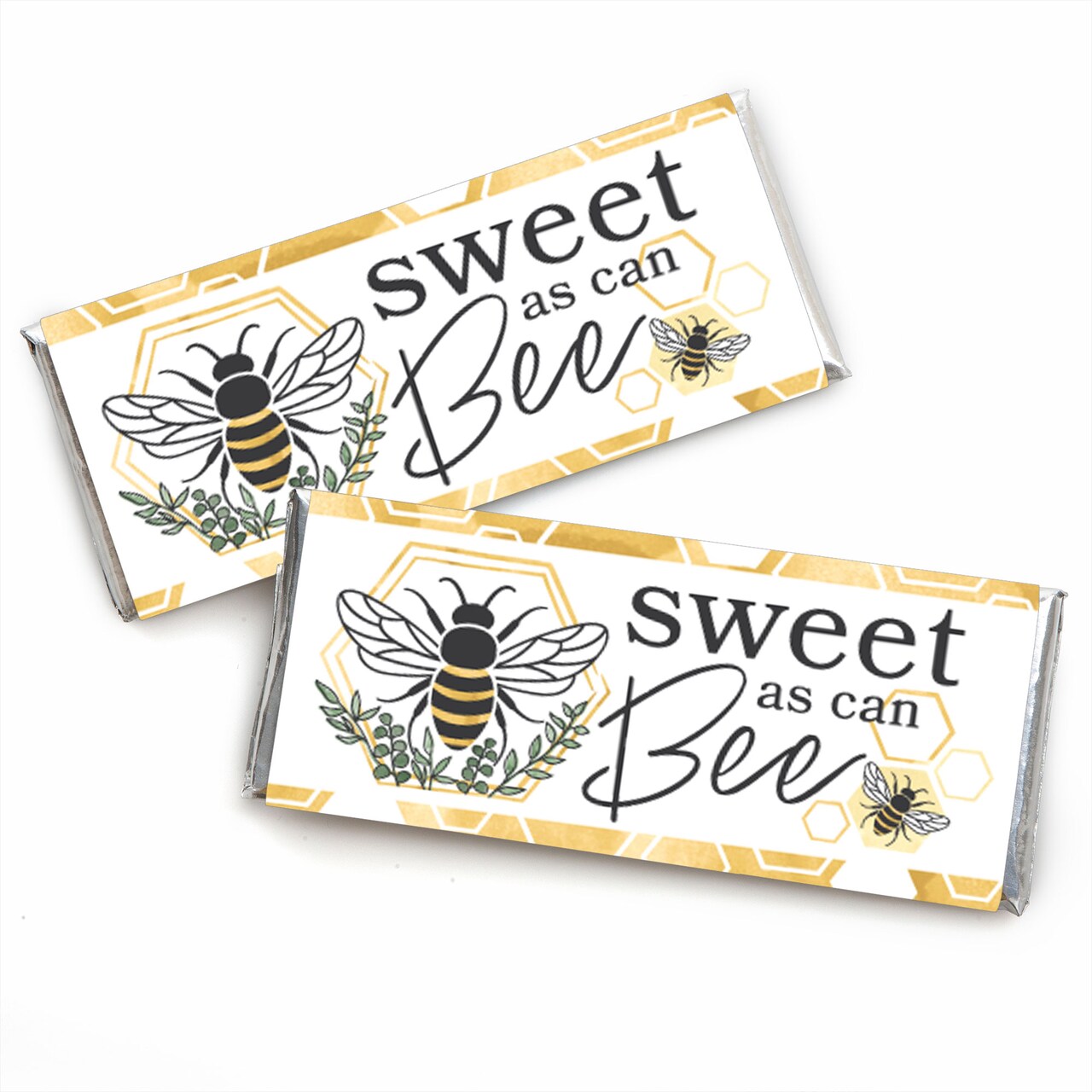 Big Dot of Happiness Little Bumblebee - Candy Bar Wrapper Bee Baby Shower or Birthday Party Favors - Set of 24